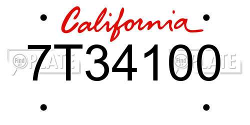 7T34100 California License Plate