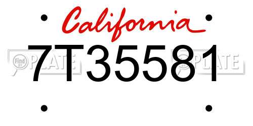 7T35581 California License Plate
