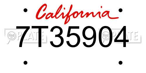 7T35904 California License Plate