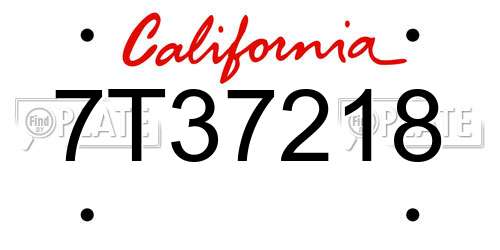 7T37218 California License Plate
