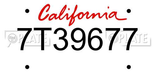 7T39677 California License Plate