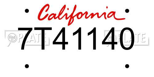 7T41140 California License Plate