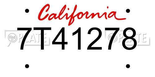 7T41278 California License Plate