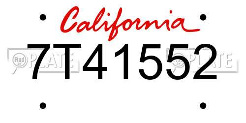 7T41552 California License Plate