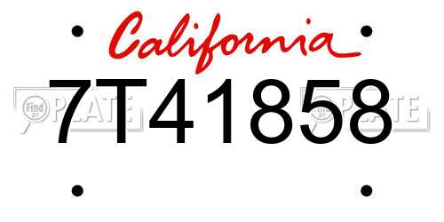7T41858 California License Plate
