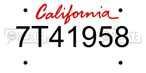 7T41958 California License Plate
