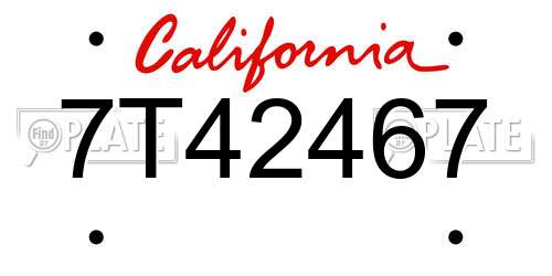 7T42467 California License Plate