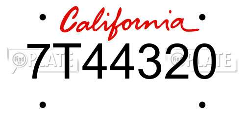 7T44320 California License Plate