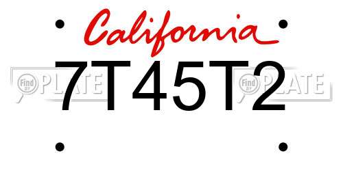 7T45T2 California License Plate