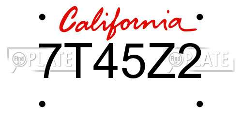 7T45Z2 California License Plate