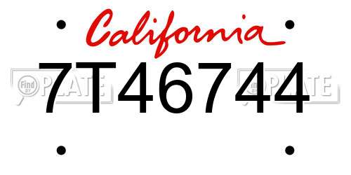 7T46744 California License Plate