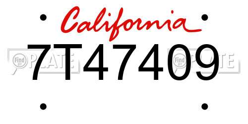 7T47409 California License Plate