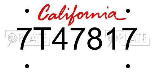 7T47817 California License Plate