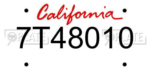 7T48010 California License Plate