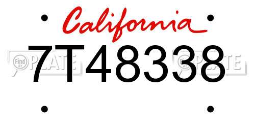 7T48338 California License Plate