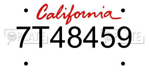 7T48459 California License Plate