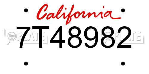 7T48982 California License Plate