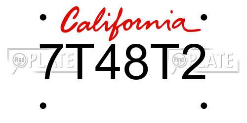 7T48T2 California License Plate