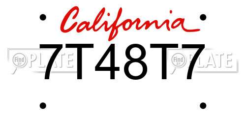 7T48T7 California License Plate