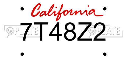 7T48Z2 California License Plate