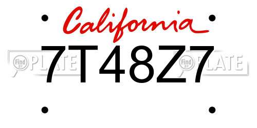 7T48Z7 California License Plate