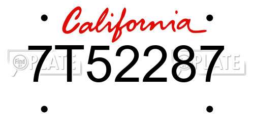 7T52287 California License Plate