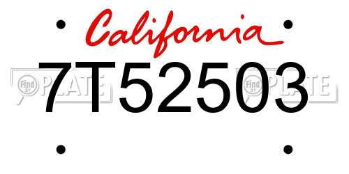 7T52503 California License Plate