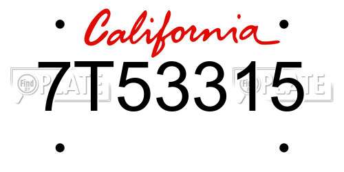 7T53315 California License Plate
