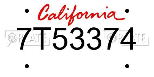 7T53374 California License Plate