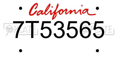 7T53565 California License Plate