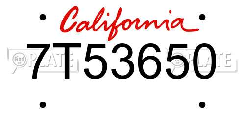 7T53650 California License Plate