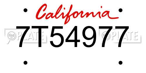 7T54977 California License Plate