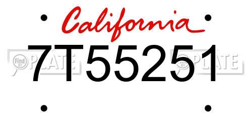 7T55251 California License Plate