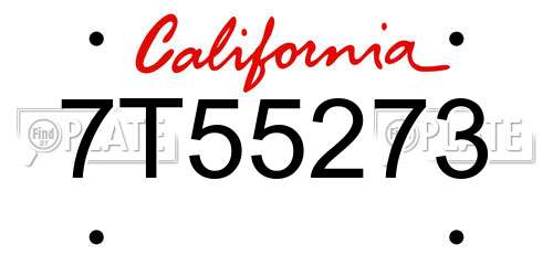 7T55273 California License Plate