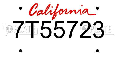7T55723 California License Plate