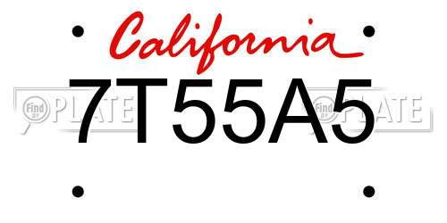 7T55A5 California License Plate