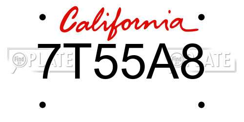 7T55A8 California License Plate