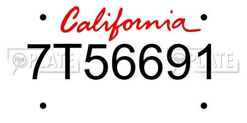7T56691 California License Plate