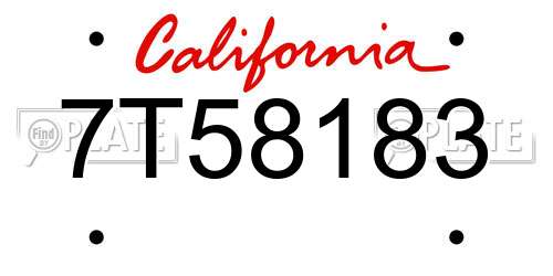 7T58183 California License Plate