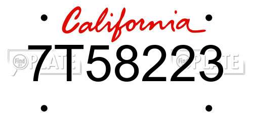 7T58223 California License Plate