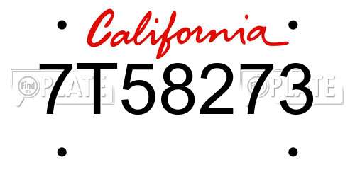 7T58273 California License Plate