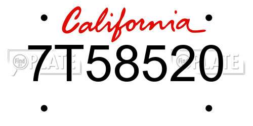7T58520 California License Plate