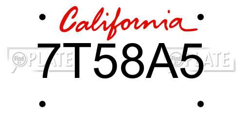 7T58A5 California License Plate