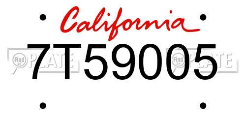 7T59005 California License Plate