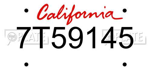 7T59145 California License Plate