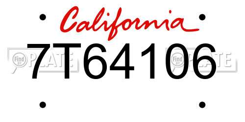 7T64106 California License Plate