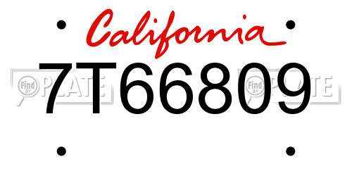 7T66809 California License Plate