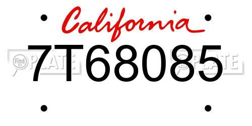 7T68085 California License Plate