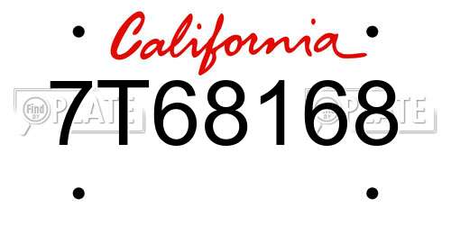 7T68168 California License Plate