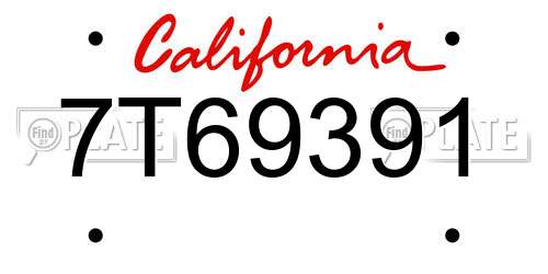 7T69391 California License Plate
